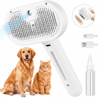 3 in 1 Cat Steam Brush, Self-Cleaning Steam Pet Brush with Spray and Release Button,Spray Hair Removal Comb for Long Short Hair Cats & Dogs