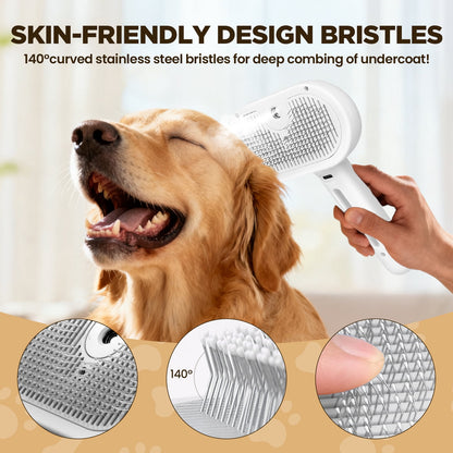 3 in 1 Cat Steam Brush, Self-Cleaning Steam Pet Brush with Spray and Release Button,Spray Hair Removal Comb for Long Short Hair Cats & Dogs